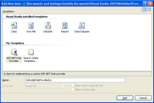 Visual Studio Add New File dialog
